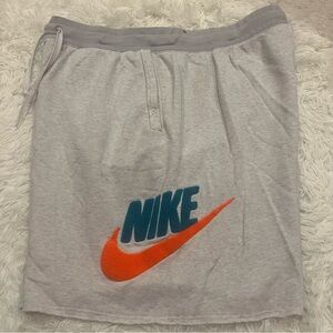 Nike Heritage Alumni Chenille Orange Swoosh Shorts Size XL Grey